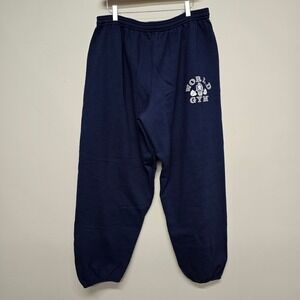 World Gym Sweatpants Mens XL Navy Blue Graphic Logo Joggers Sporty Activewear